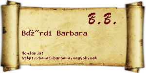 Bárdi Barbara névjegykártya
