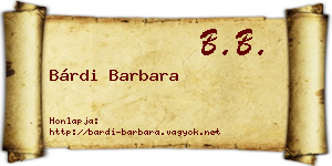Bárdi Barbara névjegykártya